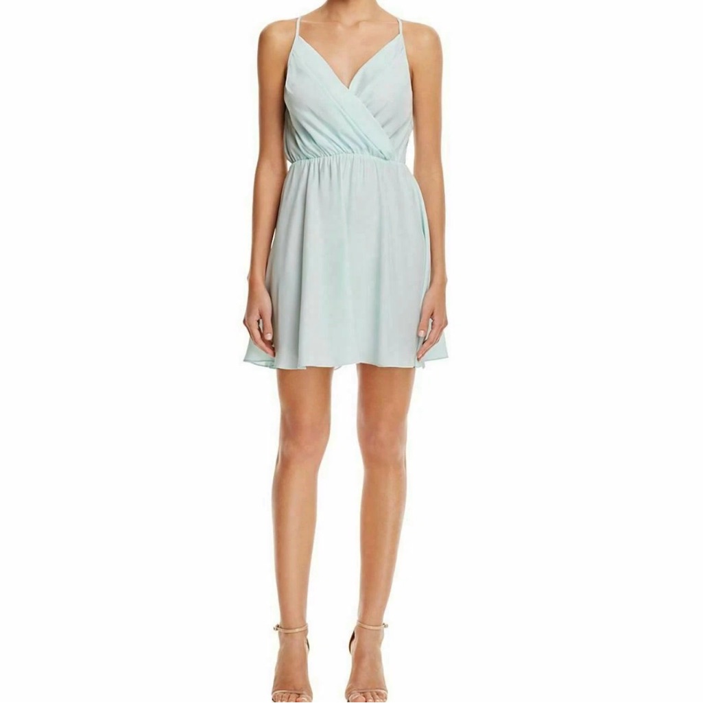 Amanda Uprichard New Chelsea Aqua Silk Fit & Flare Romantic Party Mini Dress L